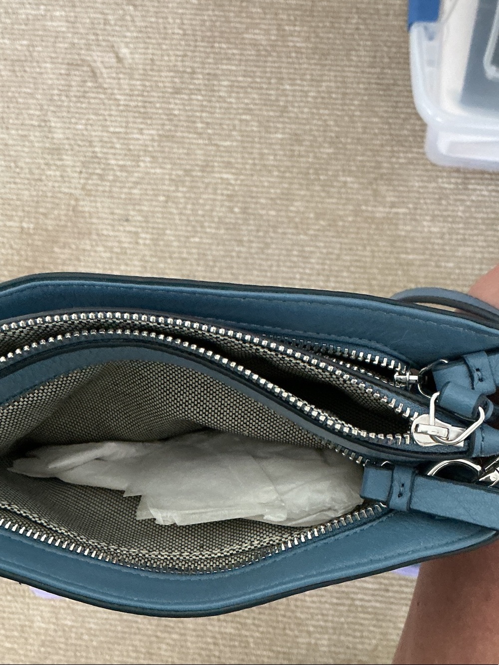Vince Camuto Teal Pebbled Leather Crossbody - Picture 6 of 6